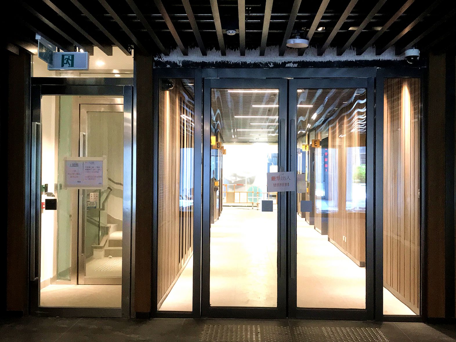 Fire door and partition system (black steel in san